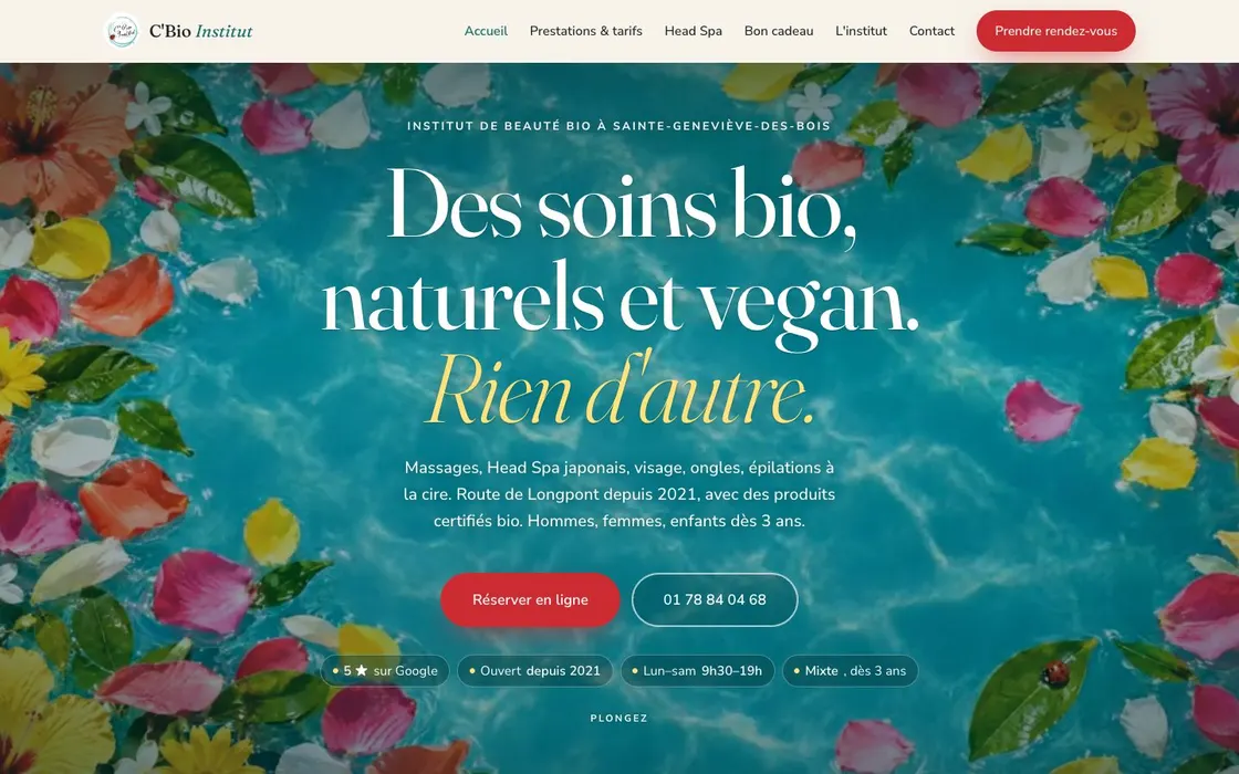 Le site de C'Bio Institut, réalisé par Seen.